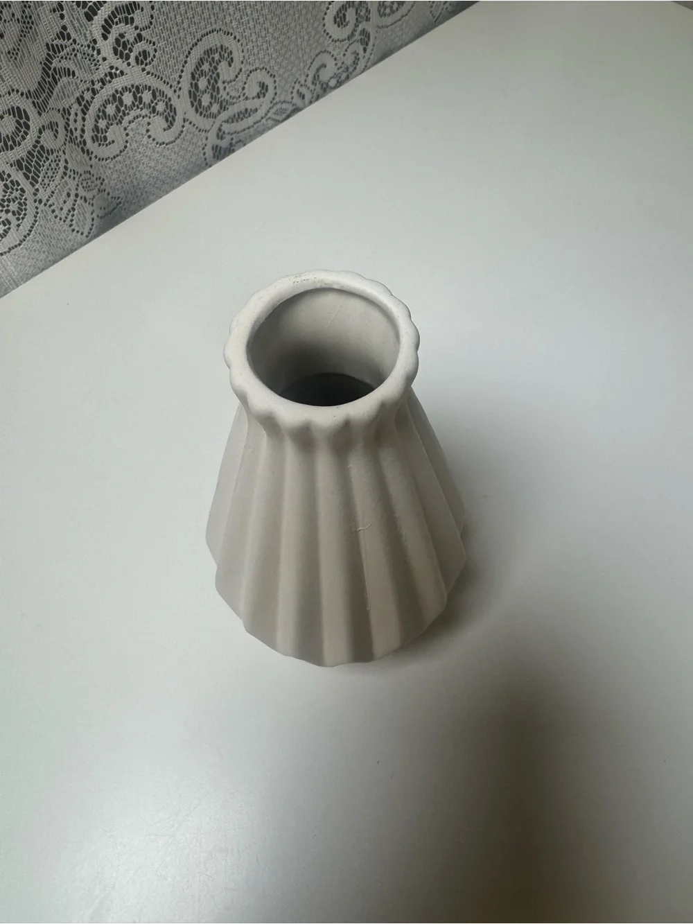 Minimalist White Ceramic Fluted Vase - Home Accents